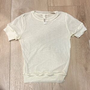 SKIMS Cream Sheer Crop Top